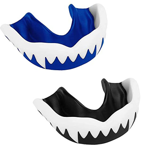 Zahnschutz, 2 Stücke Mundschutz Boxen, für Erwachsene Kinder Zahnschutz mit tragbar Hygienebox, für MMA Kampfsport Boxen, Erwachsene, Schwarz&weiß und Blau&weiß