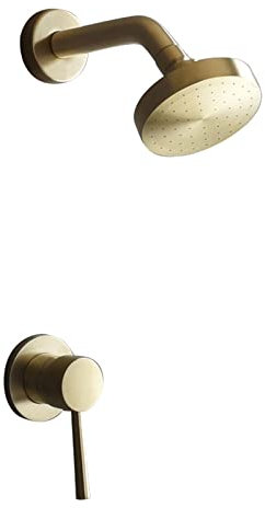 Encastré Ensemble De Douche Or Brossé SystèMe De Douche, Ensemble Douche Encastré,Mitigeur Douche,Douchette Douche Salle De Bain 4 Pouces,Pommeau De Douche Rotative à 360°,Corps De Vanne Encastrable