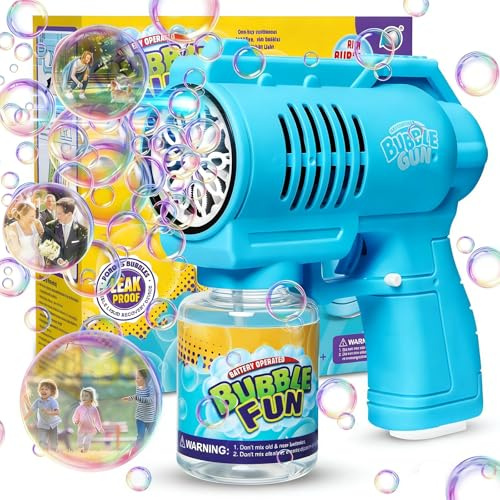 Panamalar Bubble Gun for Kids, Automatic Bubble Machine 10000+Colored Bubbles/Min, Silent Bubble Blower Making Toy with Lights, 130ml Bubble Solution, Outdoor Summer Birthday Party Wedding Gift-Blue