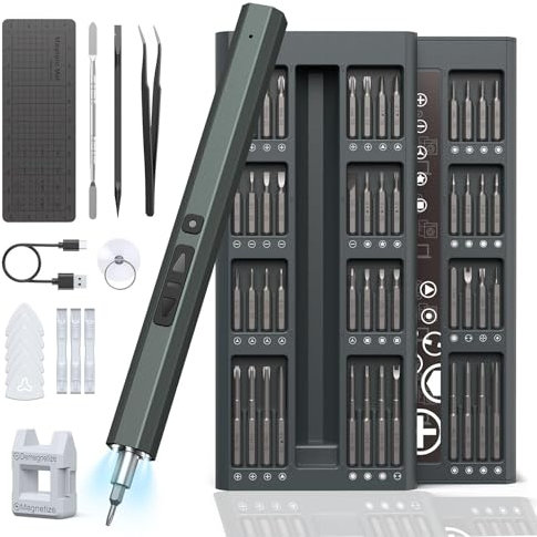 Cacciavite Elettrico, 82 in 1 Set Cacciavite Elettrico di Precisione con 64 Punte Magnetiche, Set Cacciaviti Precisione per Telefoni, Computer, Giocattoli, Occhiali e altri Apparecchi Elettronic