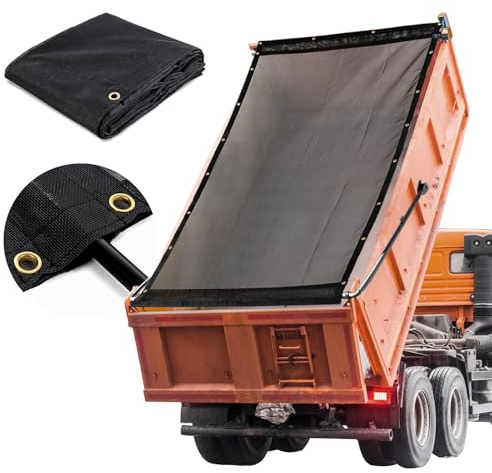 HOMBYS Black 7x14 ft Dump Trailer Truck Mesh Tarp with Grommets,Heavy Duty Mesh Tarp, Opening Shade Trailer Tarp for Truck Bed Cover