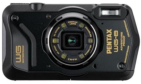 PENTAX WG-8 Black All-Weather Adventure Camera, Featuring Outstanding Waterproof, dustproof, Shock-Resistant Performance, Multi-Application Ring Light for Macro Photography and Webcam Function
