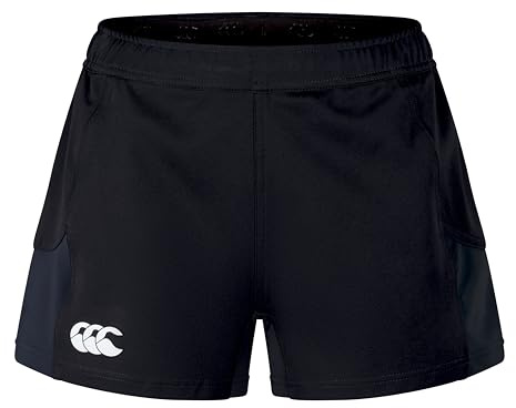 Canterbury Women's Advantage Rugby Shorts 2.0 | Elasticated Waist | CCC Logo Gym Shorts, Black, 12