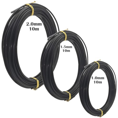 Alambre para bonsái, CTRICALVER alambre artesanal de aluminio negro 3 tamaños 1,0/1,5/2,0 mm (10 m cada uno), alambre entrenamiento para jardinería, manualidades con flores y fabricación de modelos