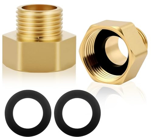 Flintronic 3/4 Female to 1/2 Male BSP Thread Brass Hex Bushing Reducing Connector, 1/2 Inch Male to 3/4 Inch Female Reducer Adapter for Gas, Water, Pipe Connecting Conversion (2PCS)