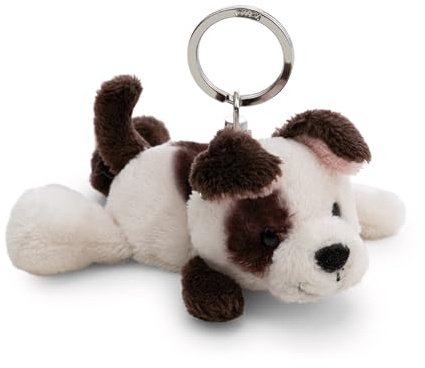 NICI 62131 - Llavero perro 10 cm, blanco, fiel compañero de peluche para mochila o bolso, soporte para llaves para grandes y pequeños