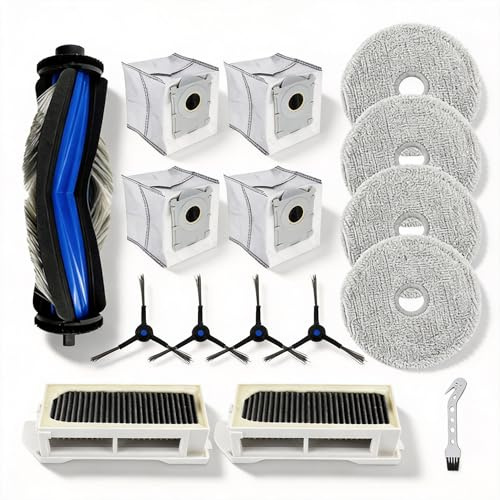 Kit ricambi per ECOVACS per Deebot per Mini Robot Aspirapolvere, Spazzola a Rullo Principale, 4 Spazzole Laterali, 4 Mocio, 4 Sacchetti per la Polvere, 2 Filtri, Spazzola di Pulizia