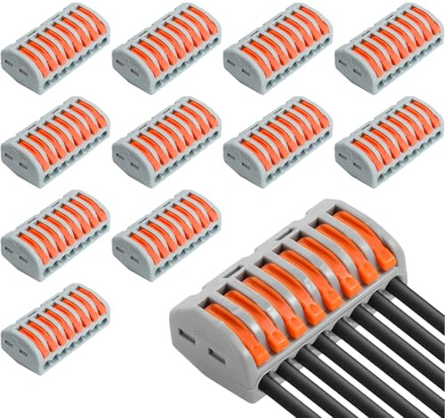12 Piezas Conectores Eléctricos Rápidos con Palanca 8 Puertos, Terminal Rápido 8 Puertos, Clemas Eléctricas 250V 32A, Fichas Empalme Eléctrico, Conectores Cables Eléctricos para Conexiones Eléctricas