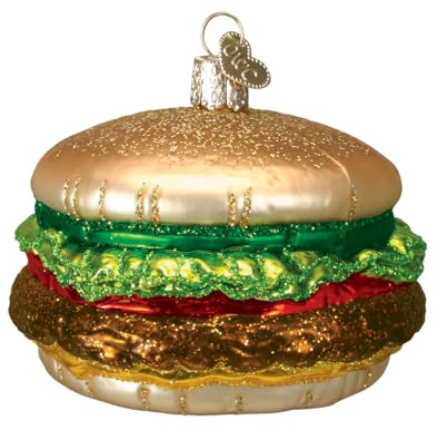 Old World Christmas Ornaments: Cheeseburger Glass Blown Ornaments for Christmas Tree (32065)