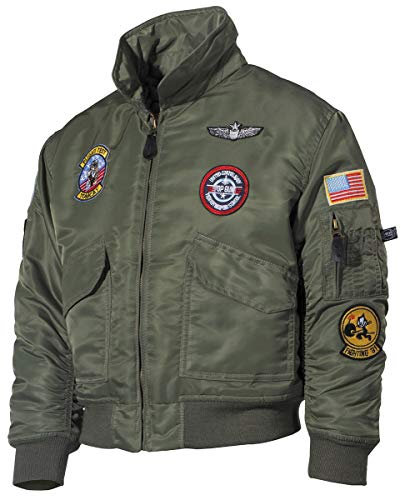 MFH US Kinder-Pilotenjacke, CWU, mit Fliegerabzeichen (Oliv, L)