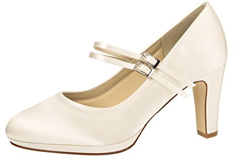 Rainbow Club Scarpe da Sposa Annette - Décolleté da Donna in Raso Avorio, semplici, con Comoda Imbottitura - High Heels Misura 38.5 EU (UK 5.5)