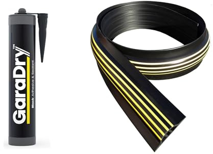 Kit de joint de seuil de porte de garage de 3 cm de haut, longueur de 2,21 m | PVC souple | Le kit complet comprend 1 adhésif | GaraDry