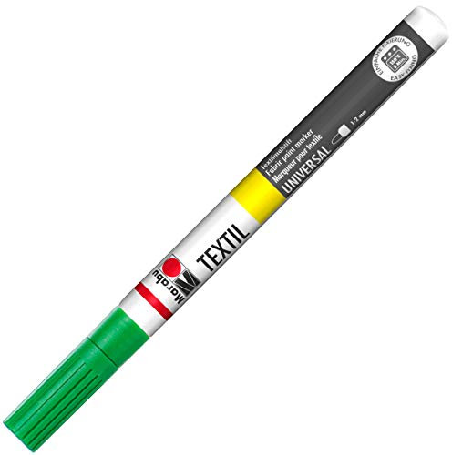 Marabu 01160003062 - Textil Painter hellgrün 062, Strichstärke ca. 1 - 2 mm, Stoffmalstift für helle Stoffe, auf Wasserbasis, weicher Griff, waschbeständig bis 60°C, lichtecht, einfache Anwendung