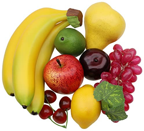 Gresorth Künstliche Lebensecht Apfel Brin Banane Traube Zitrone Pfirsich Fälschen Früchte Dekoration - 7 Stück