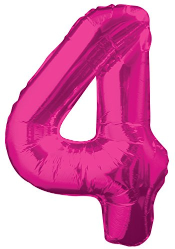 Riesenzahl 4 Luftballon - 86 cm - Rosa