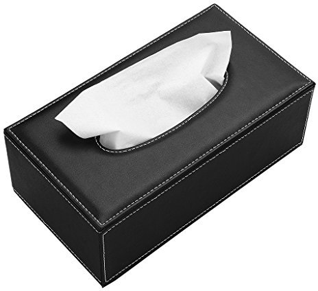 Portatovaglioli rettangolare nero in pelle per Ufficio BTSKY PU