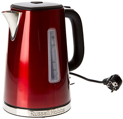 Russell Hobbs Bouilloire Electrique [Puissante & moderne] Luna Inox Rouge (1,7l, 2400W, Ebullition rapide,filtre anticalcaire amovible, Bec verseur précis, ouverture automatique du couvercle) 23210-70