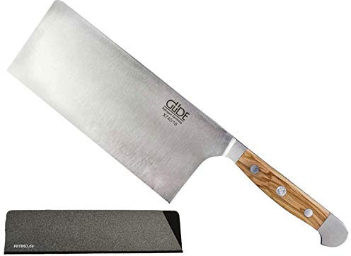 Güde Alpha Olive Messer Kochmesser Santoku Brotmesser Schälmesser Schinkenmesser Chai Dao ohne/mit Gravur + Prymo (Hackmesser 18cm, 1) Messer OHNE Gravur)