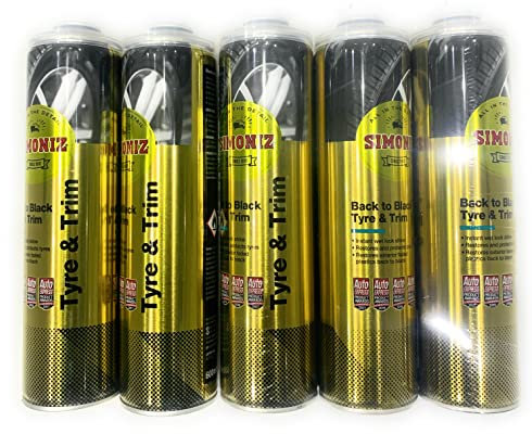 SIMONIZ Back to Black Tyre Shine 600ml Restore & Protect Tyres Durable Gloss Finish (5 x 600ml Can)