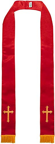 GraduatePro Stola Sacerdotale Ricamata Croce Oro 229cm per Pastore Pulpito Chiesa Unisex