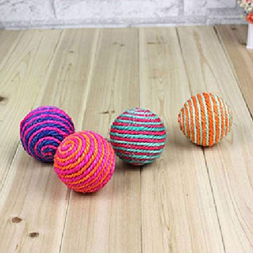 mothcattl Cat Pet Sisal Rope Weave Ball Teaser Play Chewing Rattle Scratch Catch Toy