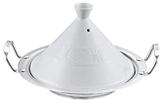 Teffo Tajine - Olla para cocinar (34 cm de diámetro, para 3 – 5 personas, apta para inducción y todo tipo de fuegos, olla de acero inoxidable y cerámica)