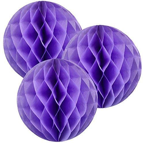 Paper Honeycomb Balls (Pack of 3) Christmas Tree Decorations Birthday Wedding Baby Shower (6 (15cm), Lilac)