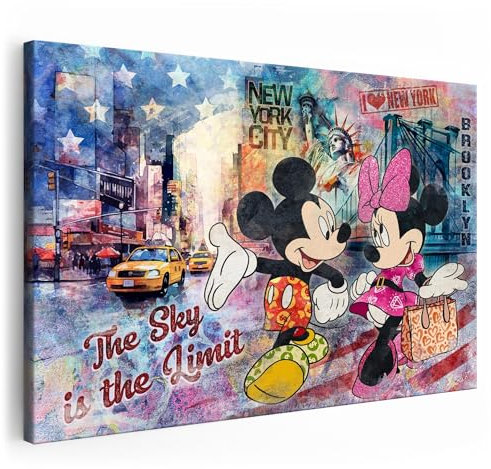 Artmazing | Mickey und Minnie Maus Modern Wandbild | Coole Wandbilder für Wohnzimmer | Leinwand XXL | S-Art