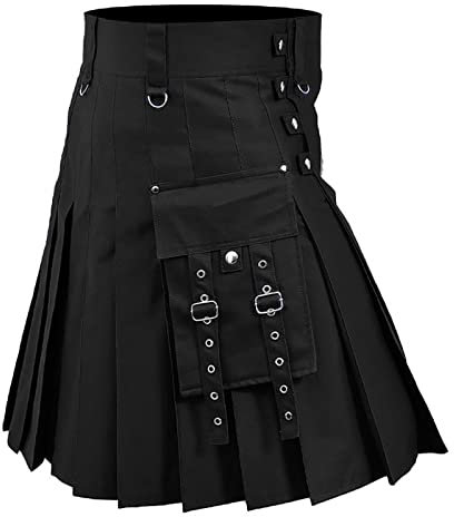 Schottischer Kilt für Herren Highland Herrenkostüm Schotte Traditioneller Utility Tartan Kilt Irish Tartan Combat Punk Gothic Highland Kleidung Plaid Faltenrock