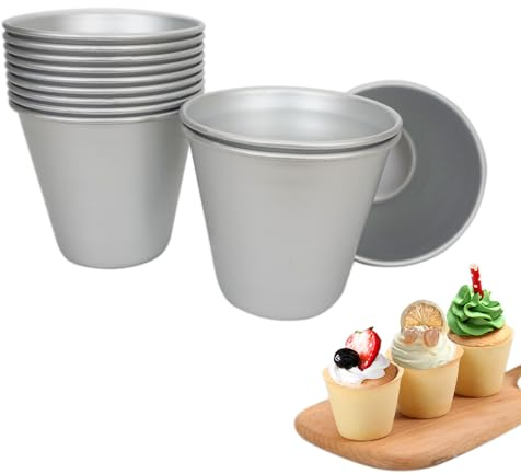 Proshopping Large Popover Pans 12 PCS, Individual Aluminium Round Muffin Molds, Pudding Cup, Chocolate Molten Mould, Raspberry Souffle Baking Maker, Brownie Tumbler for Egg Tart, Cake, Size 3.4x 3.2