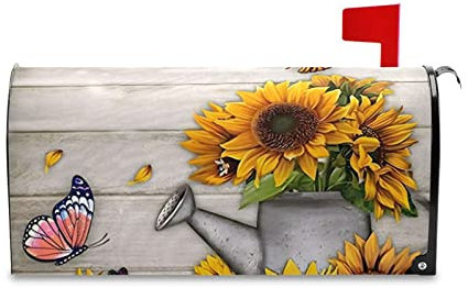 Retro-Bauernhaus-Sonnenblumen-Briefkastenabdeckungen, magnetische Briefhüllen, Standardgröße, Briefkastenabdeckung, Garten-Briefkästen, Dekorationen für draußen, 45,7 x 53,3 cm