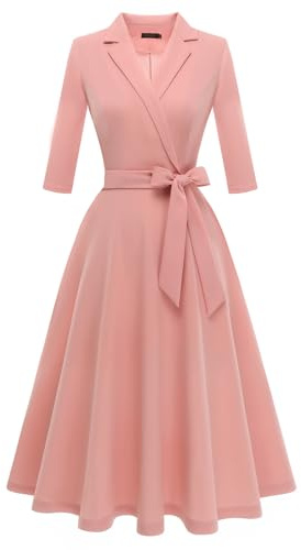 Meetjen Women's Vintage Tea Dress Fall Fit and Flare 3/4 Sleeve Elegant Cocktail Party Formal Church Dresses 2026