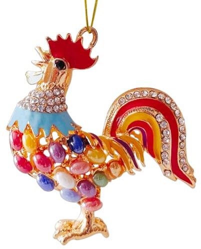 Chicken Christmas Ornaments 2025, Chicken Ornaments for Christmas Tree, Rooster Ornament with Rhinestones, Chicken Decorations,Gifts for Chicken Lovers