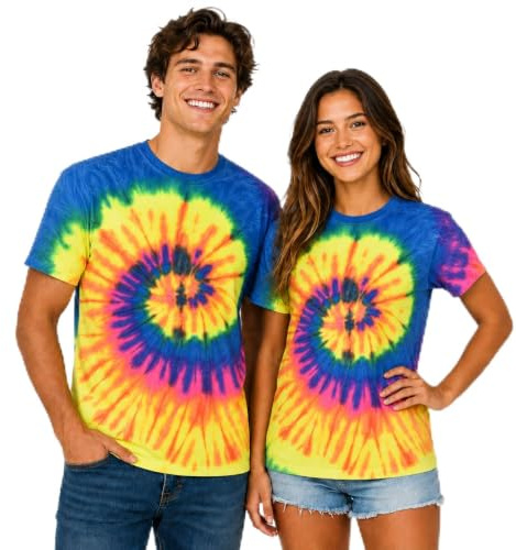 TICTEX - Camiseta unisex Batik de Colortone – Camisas coloridas para mujer y hombre – Tie-Dye – Ropa hippie – Camiseta de algodón neón S M L XL XXL 3XL 4XL 5XL, 5XL