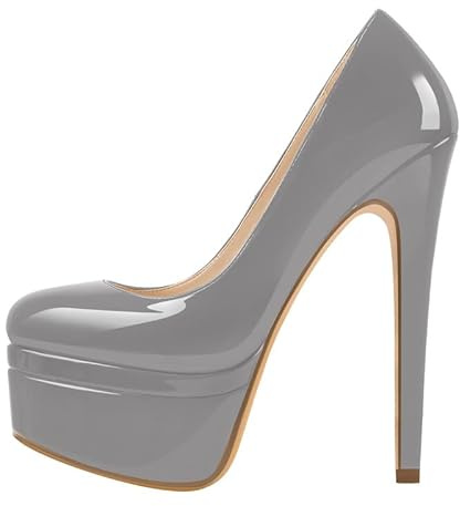 blingqueen Women's Round Toe Super High Heel Double Platform Stiletto Slip On Pumps Wedding Party Shoes Grey Pumps Platform Heel Pole Dancing Shoes Size 4