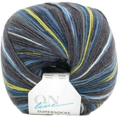 Online Garne Supersocke Sockenwolle 6-fach Merino Color | Strumpfwolle 6-fädig mit Merinowolle | 150g dickes Sockengarn mit Farbverlauf | 75% Wolle, 25% Polyamid (3044)