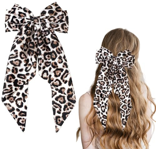 TELAIN Stor hårrosettklämma av högkvalitativ satin med leopardtryck, säkert grepp och modedesign, perfekt för olika frisyrer och tillfällen