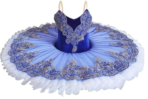 SYDUZAX Fille Robe de Ballet Justaucorps Spaghetti Straps Décalcomanie Brodée Tenue Classique avec Tutu Tulle Plateau Lac des Cygnes Enfant Robes de Danse Gymnastique Princesse Pour Filles 1-14Y