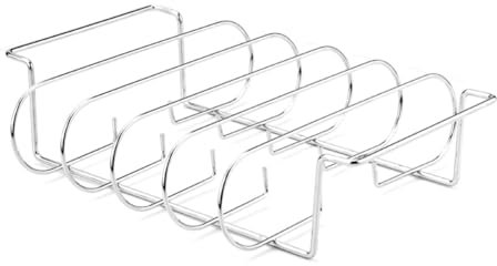 Yominerr Non-Stick-Edelstahl-Rippengestell zum Grillen für 4 Rippengestelle, Grillgestell Silber