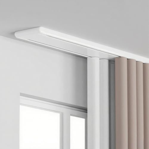 Kraftig Gardinskena, Dubbel Gardinskena För Taket Tyst Dold Dubbel Gardinskena, Gardinskenor Och Beslag Lämplig För Vardagsrum Och Badrum(White,300cm/118.1in)