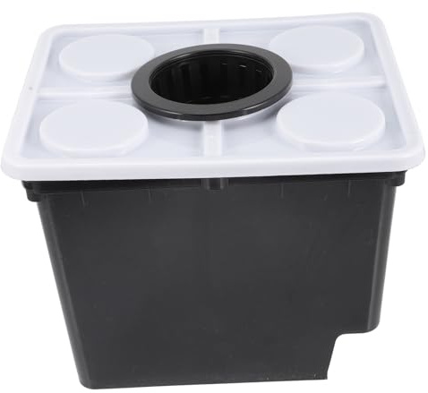 BESTonZON Soilless Cultivation Buckets Hydroponic Planting Baskets for Greenhouse Vegetable Growth Black Plastic Barrel One Hole Lid and Basket for Hydroponic Gardening