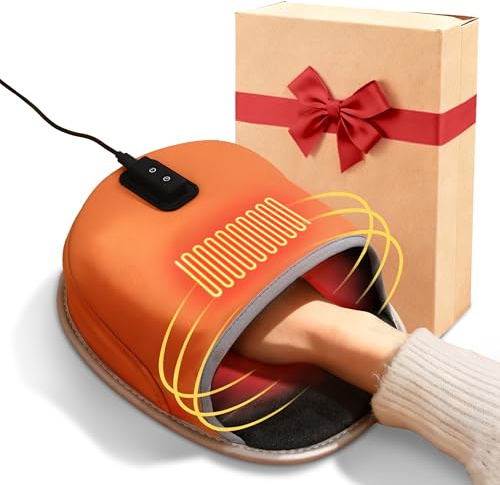 WISFISSH Heated Mouse Pad Hand Warmer, 3-Temperature & Timer, Hand Warmer Mouse Pad with Ergonomic Wrist Support Design, Desk Warmer Universal Accessories for Computer Desk(Orange)