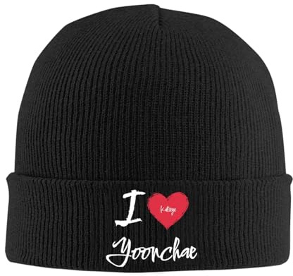SDFXCDR Caldo Invernale, I Heart KATSEYE YOONCHAE Cappello a Maglia per Donne Berretti Invernali Cappelli Invernali Uncinetto Acrilico Melon Cappuccio