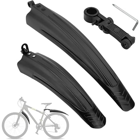 FAELNK Parafango Bici Set Universale Parafanghi Bici 20-26 Pollici Regolabile Parafango MTB Addensare Allargare Parafanghi per Biciclette MTB Nero
