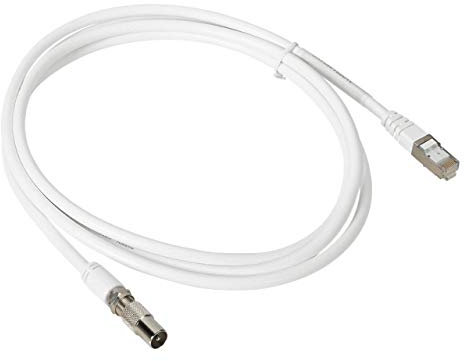 Cordon coaxial pour raccordement téléviseur avec 1 embout coaxial et 1 embout RJ45 - longueur 2m