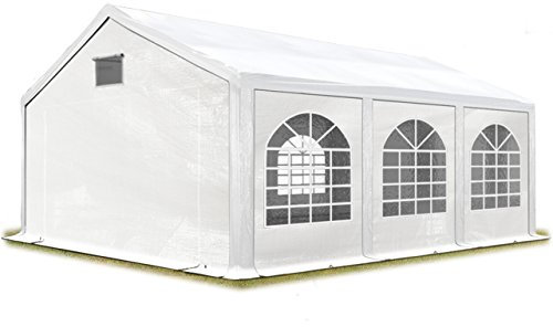 Partyzelt Festzelt 3x6 m in weiß Professional PE Plane 550 N Wasserdicht UV Schutz mit BODENRAHMEN Gartenzelt