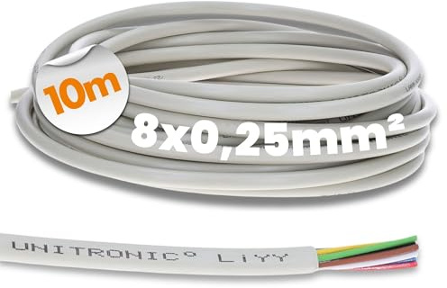 10 Meter Lapp 0028308 LiYY Steuerleitung 8x0,25 mm² I Signalkabel 8 adrig I Lötkabel für Platine I Datenkabel LED Verlängerung Kabel I Datenleitung