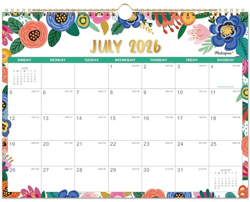 Calendario da parete 2026-2027, calendario 2026-2027, luglio 2026 - dicembre 2027, calendario da parete 18 mensili, 38,1 x 29,2 cm, calendario da parete con rilegatura a doppio filo, gancio per