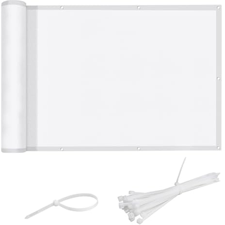 LOVE STORY 3' x 10' Waterproof Balcony Privacy Screen Cover, White