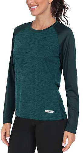AjezMax Damen UPF 50+ UV Sonnenschutz Shirt Wandernshirts Langarm Laufshirt für Outdoor Sport Surfen Wandern Fitness Grün L